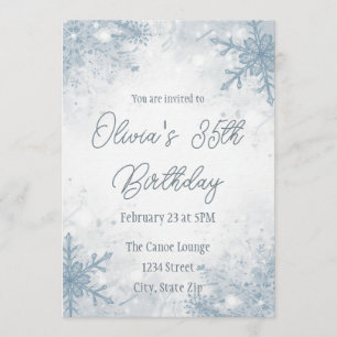 Invitation d'anniversaire 35 ans d'hiver – Neige G