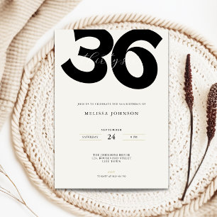 Invitation d'anniversaire 36 ans minimale - Typo g