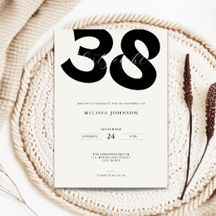 Invitation d'anniversaire 38 ans minimaliste - Typ