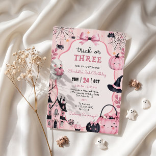 Invitation d'anniversaire 3 ans de fille citrouill