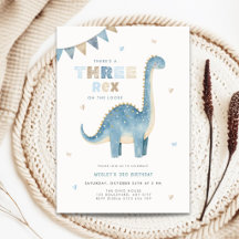 Invitation d'anniversaire 3 ans Garçons Dinosaure