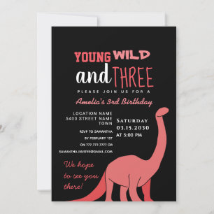 Invitation d'anniversaire 3 ans pour fille rose