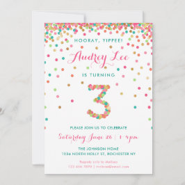 Invitation d'anniversaire 3 ans pour filles fête