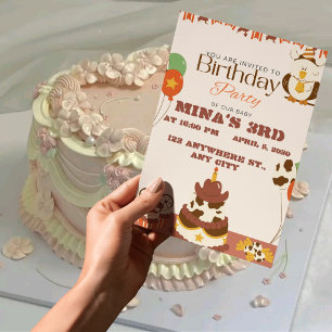 Invitation d'anniversaire 3 ans pour filles papill