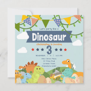 Invitation d'anniversaire 3 ans sur le thème des d