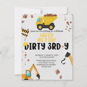 Invitation d'anniversaire 3 ans Thème Construction