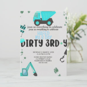 Invitation d'anniversaire 3 ans Thème Construction