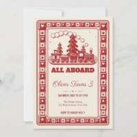 Invitation d'anniversaire 3 ans train jouet en boi