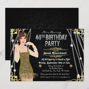 Invitation d'anniversaire 40 ans de Flapper Girl d