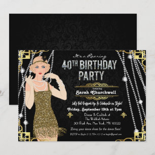 Invitation d'anniversaire 40 ans de Flapper Girl d