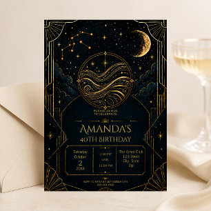 Invitation d'anniversaire 40 ans du Verseau foncé
