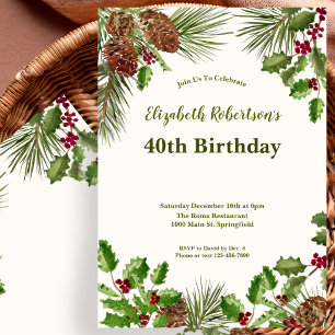 Invitation d'anniversaire 40 ans Elegant Winter Gr