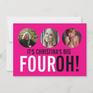 Invitation d'anniversaire 40 ans FOUROH photo rose
