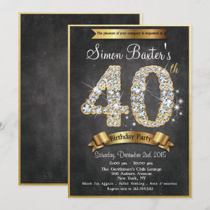 Invitation d'anniversaire 40 ans Gold Diamond Chal