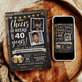 Invitation d'anniversaire 40 ans Photo Cheers and