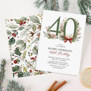 Invitation d'anniversaire 40 ans Rustique Hiver