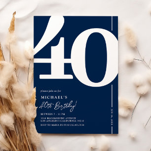 Invitation d'anniversaire 40 ans Timeless Navy