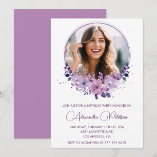 Invitation d'anniversaire 41 ans Chic Photo Fleuri
