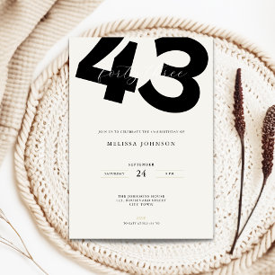 Invitation d'anniversaire 43 ans Minimal - Typo Gr