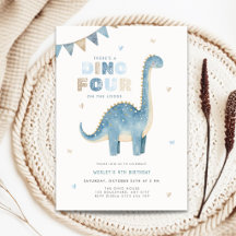 Invitation d'anniversaire 4 ans Dino Four pour gar