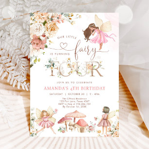 Invitation d'anniversaire 4 ans fille Fée Fleur Sa