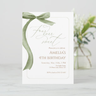 Invitation d'anniversaire 4 ans Green Bow Four Eve