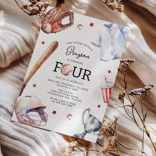 Invitation d'anniversaire 4 ans pour enfants Baseb