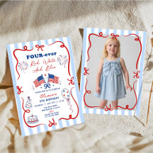 Invitation d'anniversaire 4 ans thème patriotique