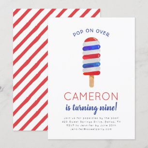 Invitation d'anniversaire 4 juillet Popsicle