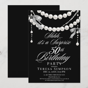 Invitation d'anniversaire 50 ans Blanc & Noir