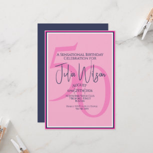 Invitation d'anniversaire 50 ans Coastal Rose Navy