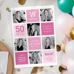 Invitation d'anniversaire 50 ans Collage Photo Ros