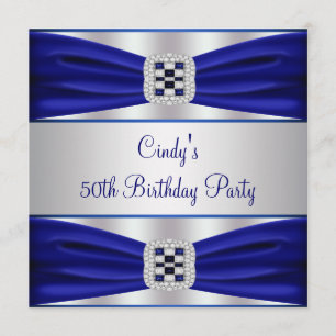 Invitation d'anniversaire 50 ans Diamant Saphir Bl