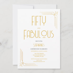 Invitation d'anniversaire 50 ans minimaliste et fa