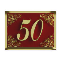 Invitation d'anniversaire 50 ans or rouge royale