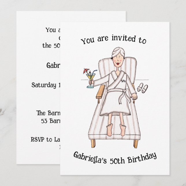 Invitation d'anniversaire 50 ans ou tout âge pour  (Devant / Derrière)