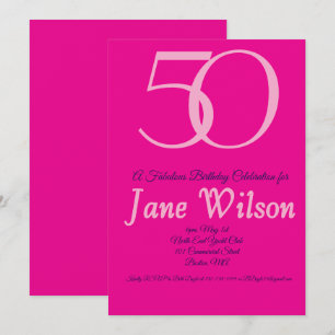 Invitation d'anniversaire 50 ans rose, blanc et no