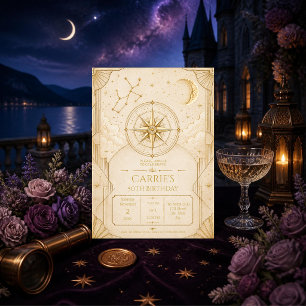 Invitation d'anniversaire 50 ans Sagittaire Or Crè