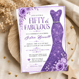 Invitation d'anniversaire 50 ans violet