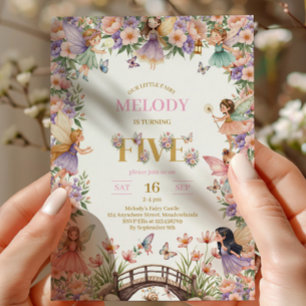 Invitation d'anniversaire 5 ans de fleur de fée fa
