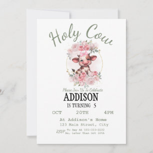 Invitation d'anniversaire 5 ans de Holy Cow Girl