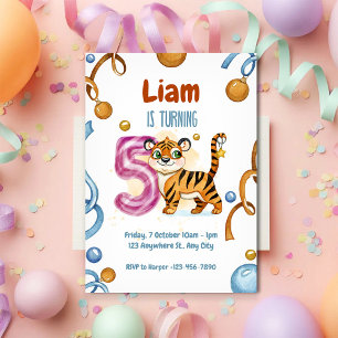 Invitation d'anniversaire 5 ans de Tigre Sauvage &
