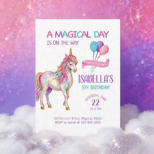 Invitation d'anniversaire 5 ans fille licorne mign