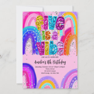 Invitation d'anniversaire 5 ans 'Five is a Vibe'