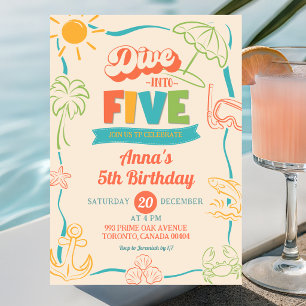 Invitation d'anniversaire 5 ans Retro Dive Into Fi