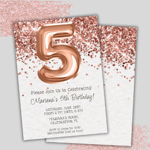 Invitation d'anniversaire 5 ans Rose Gold