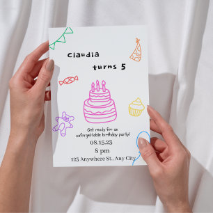 Invitation d'anniversaire 5 ans Sparkle & Fun