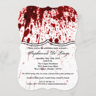Invitation d'anniversaire 5x7 Splatz de sang Vampi