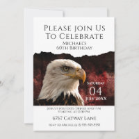 Invitation d'anniversaire 60 ans aigle chauve patr