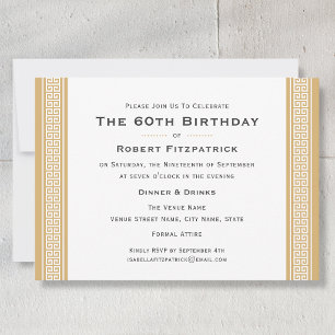 Invitation d'anniversaire 60 ans Classique Clé Gre